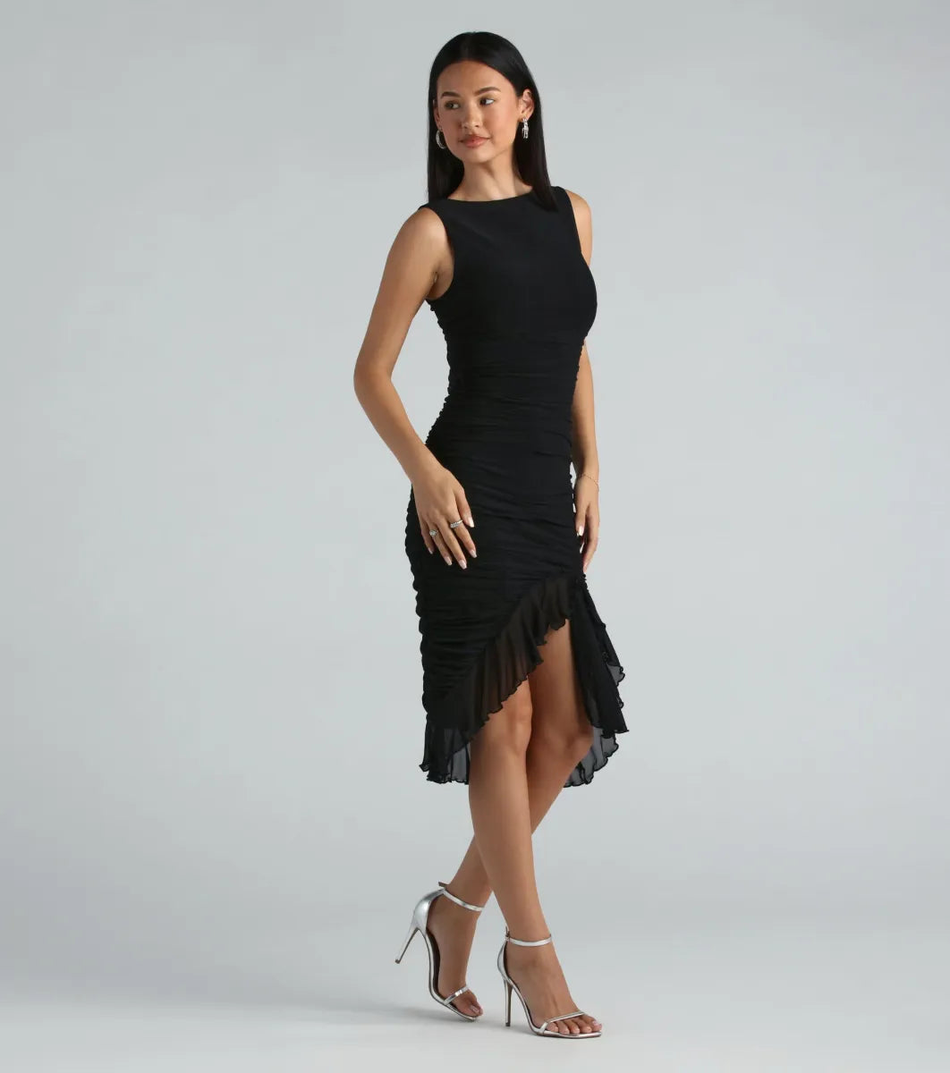 MEEDA | RUFFLE MIDI DRESS